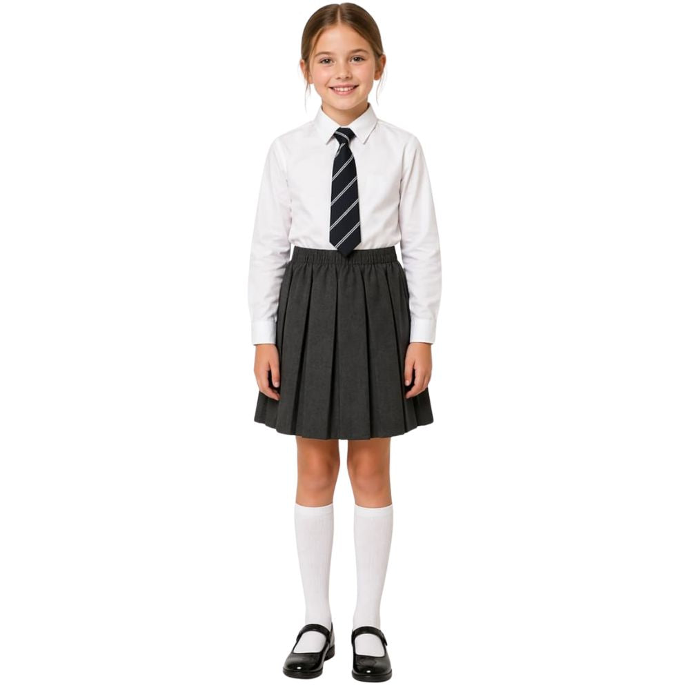 Girls Plain Pull-On Box Pleated School Skirt | 7 Colours