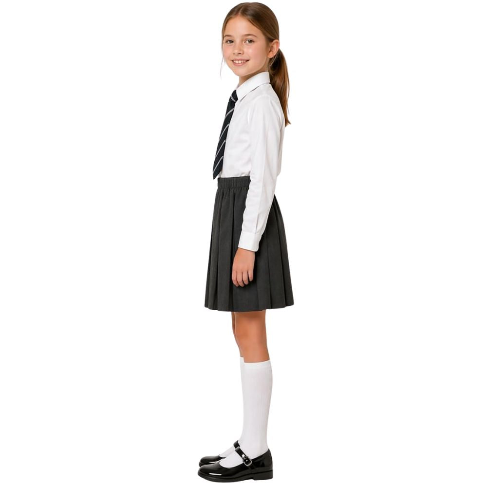 Girls Plain Pull-On Box Pleated School Skirt | 7 Colours