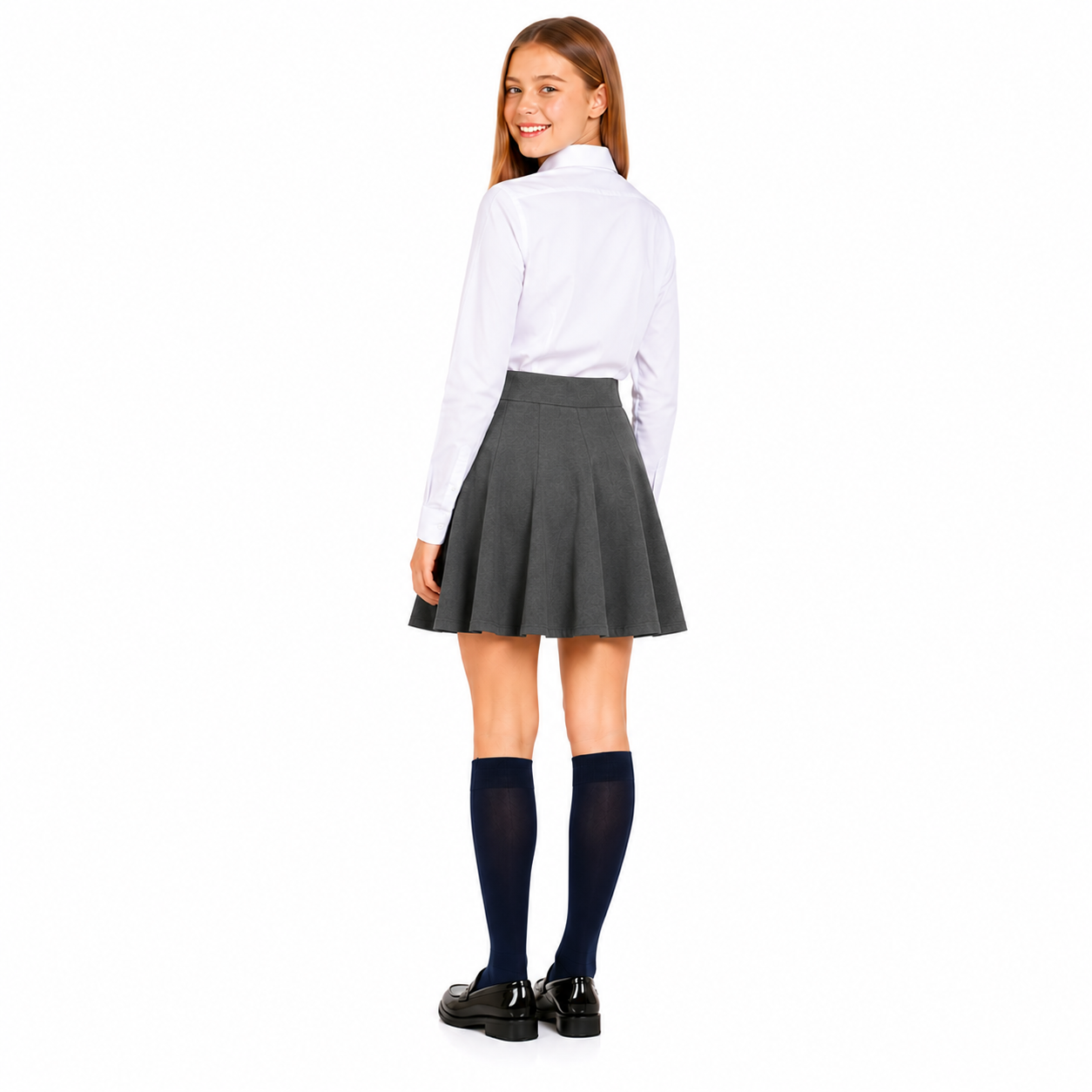 Girls Plain Pull-On Skater School Skirts | 3 Colours