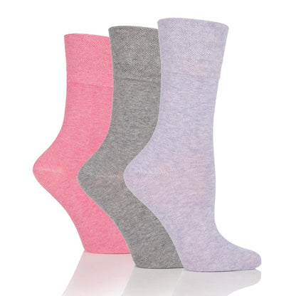 Women Grey/Lavender/Rose Gentle Grip Cotton Rich Socks