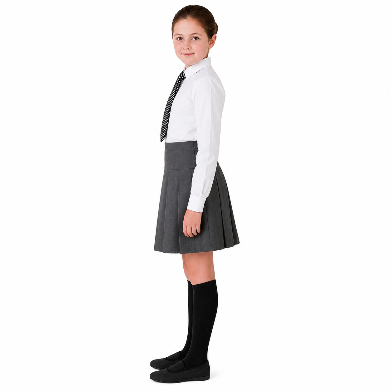 Girls Plain Round School Skirts | Pleated High Waist | 3 Colours