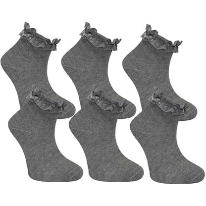 Girls Ruffled Trim Frilly Lace Socks | 4 Colours