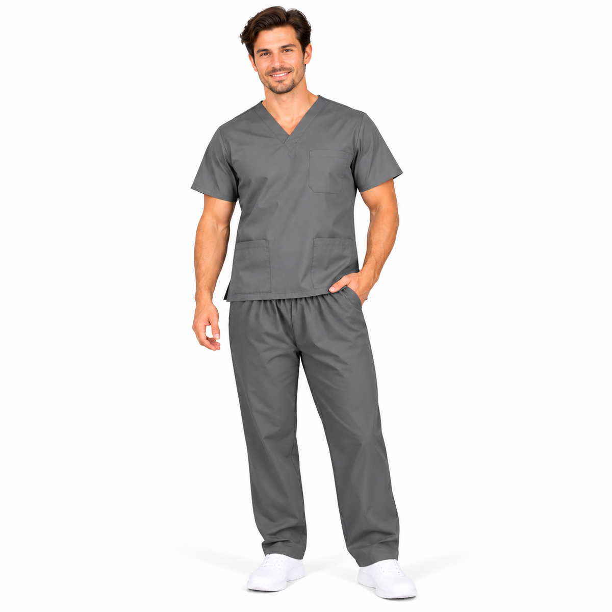 Grey Men's Medical Scrub Set