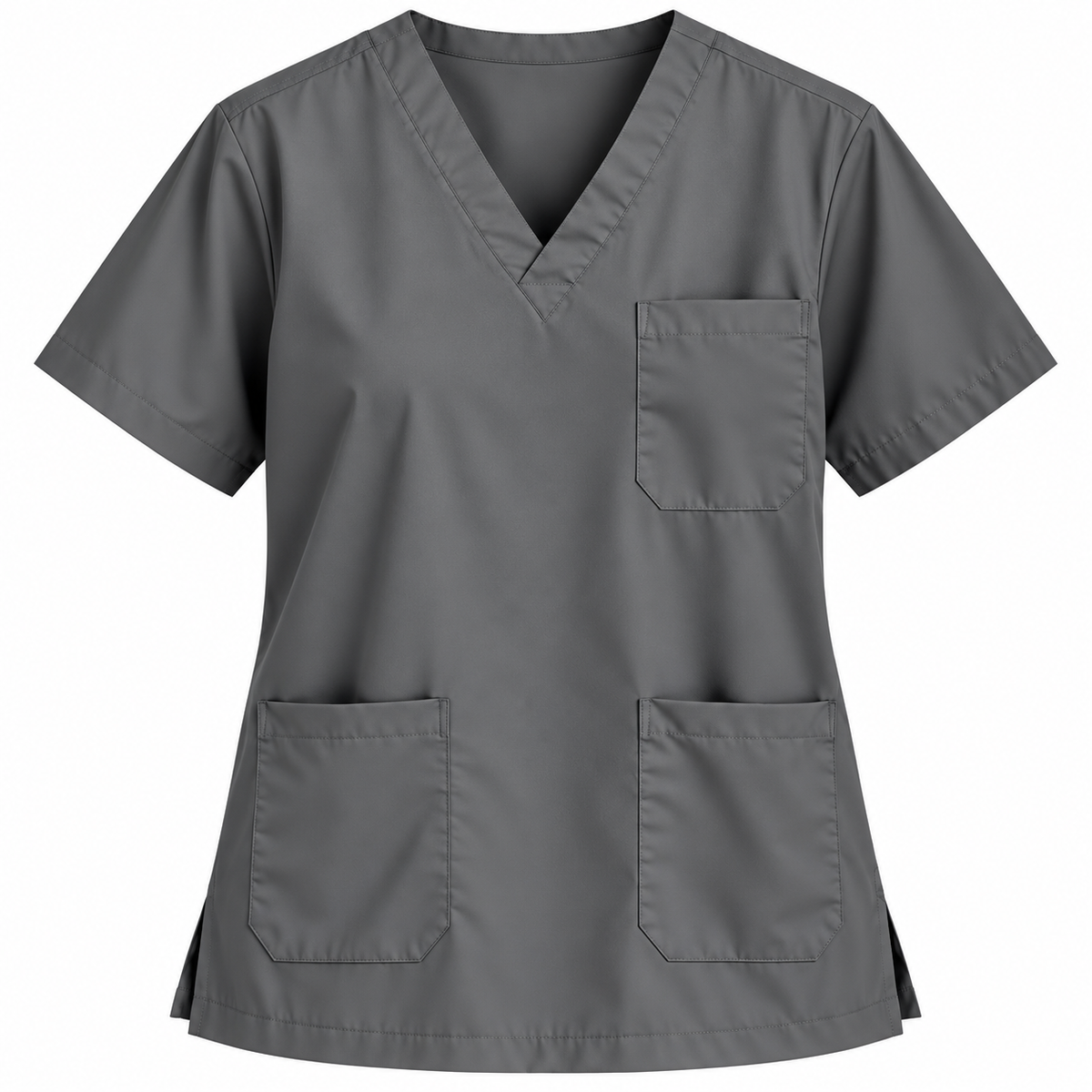 Grey women's V-neck medical scrub top