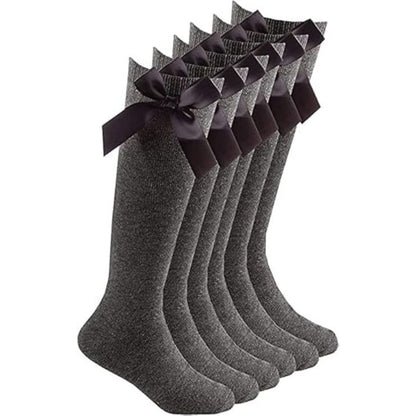 Women's Knee High Socks with Satin Bow | Size 6 - 9 | 4 Colours