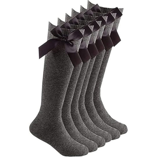 Women's Knee High Socks with Satin Bow | Size 6 - 9 | 4 Colours
