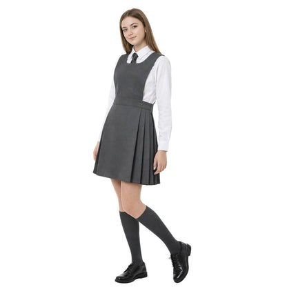 Girls Pleated Bib Pinafore School Dress | 6 Colours