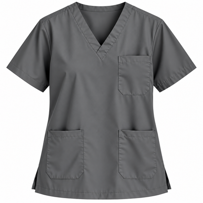 Grey men's V-neck medical scrub top