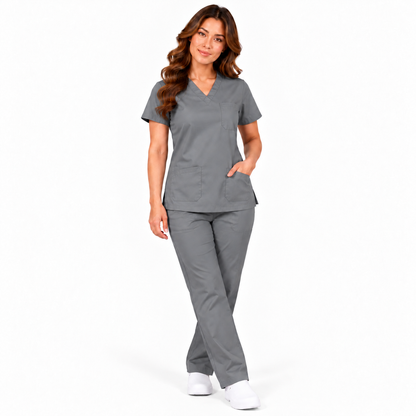 Grey women's medical scrub set
