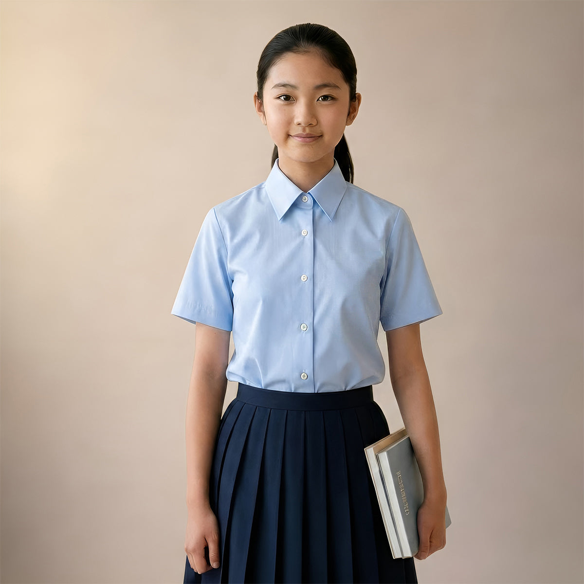 Girls Blue School Blouse Short Sleeve