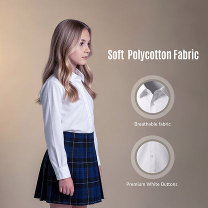 Girls White School Blouse Long Sleeve