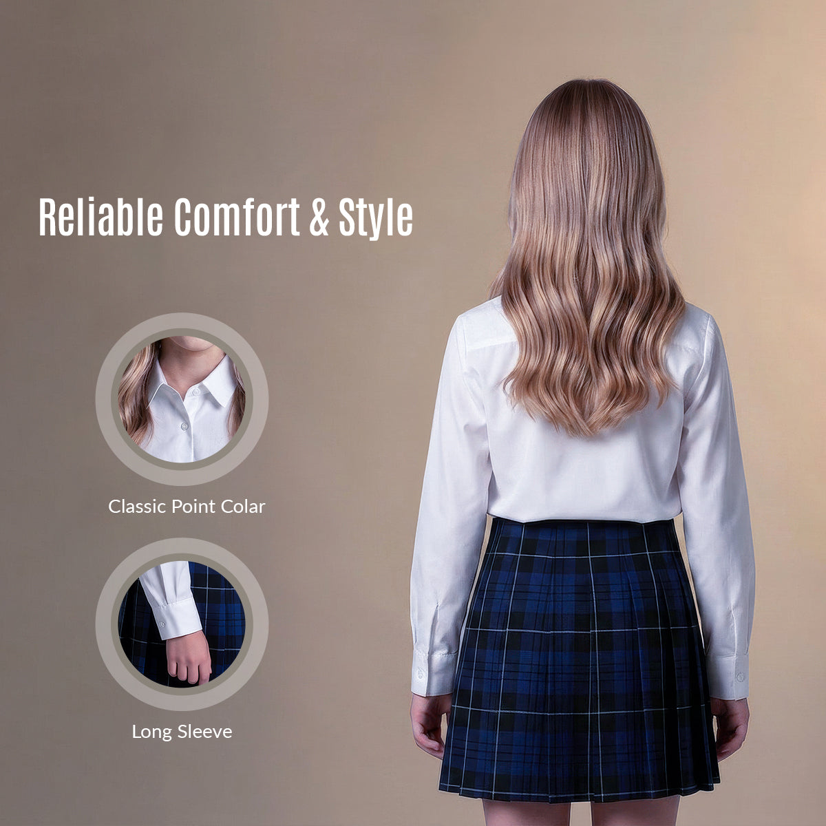 Girls White School Blouse Long Sleeve