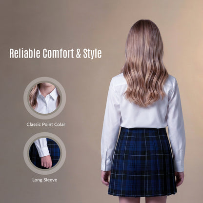 Girls White School Blouse Long Sleeve