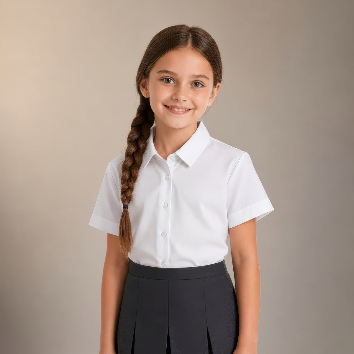 Girls White School Blouse Short Sleeve