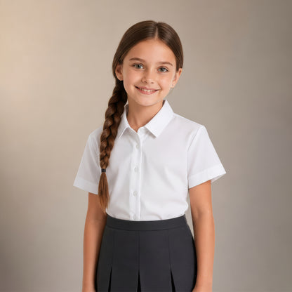 Girls White School Blouse Short Sleeve