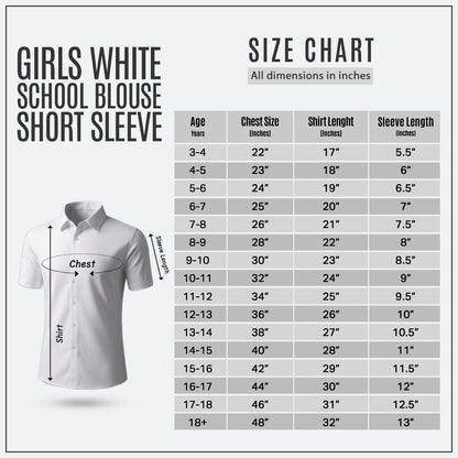 Girls White School Blouse Short Sleeve