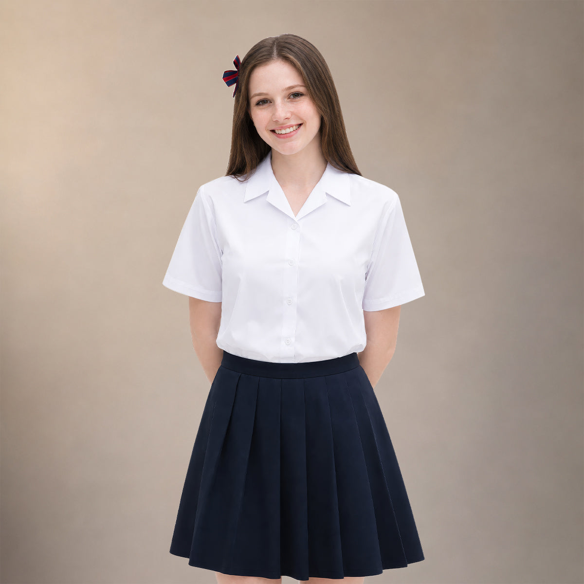 Pack of 2 Girls White School Blouse Short Sleeve Open Neck