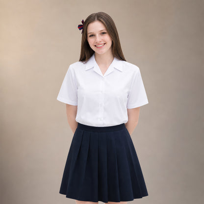 Pack of 2 Girls White School Blouse Short Sleeve Open Neck