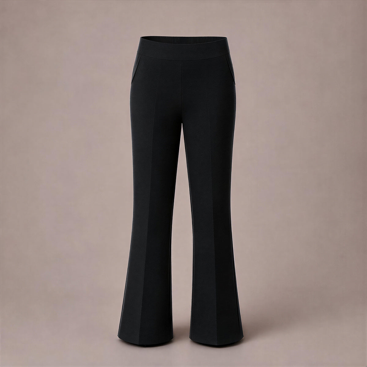 Black Bootleg Pull-On School Trouser – Stretch Ribbed Fabric, Elasticated Waist