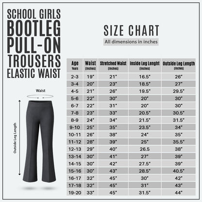 Grey Bootleg Pull-On School Trouser – Stretch Ribbed Fabric, Elasticated Waist