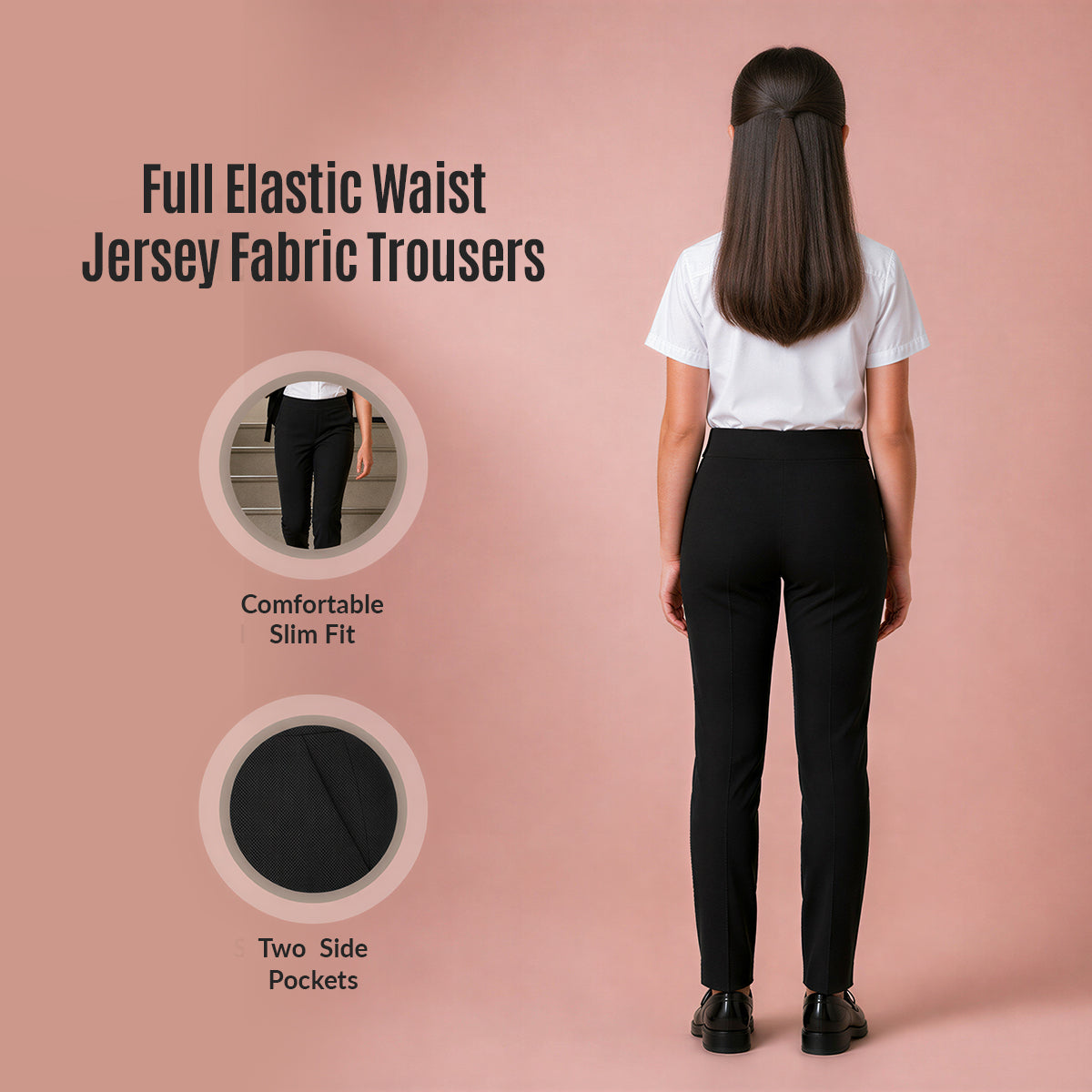 Black Jersey Pull-On School Trouser – Full Elasticated Waist