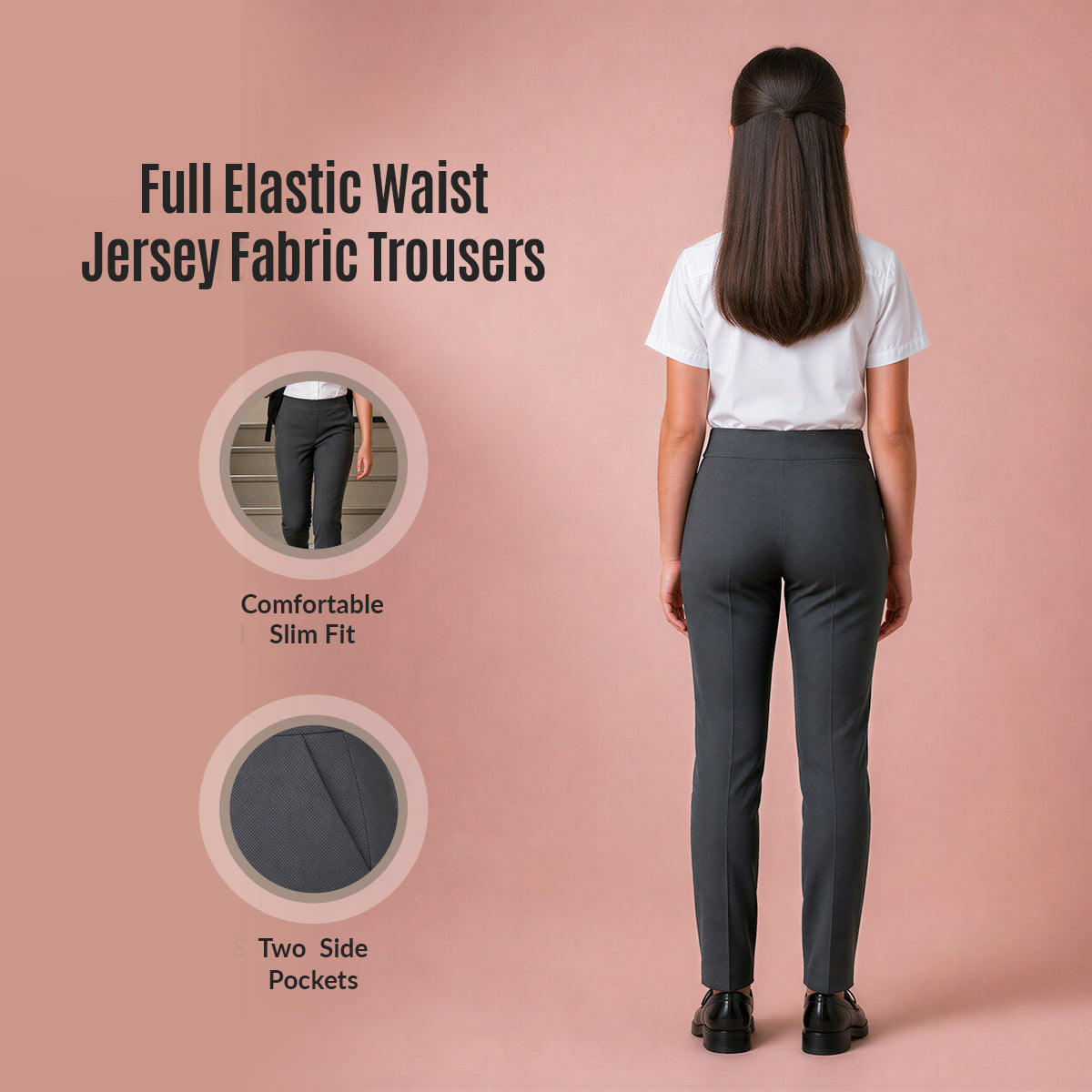 Grey Jersey Pull-On School Trouser – Full Elasticated Waist