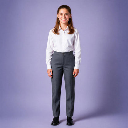 Pack of 2 Grey School Uniform Trousers – Adjustable Waist, Regular Fit