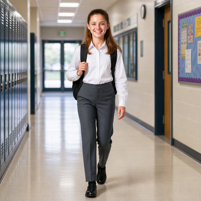 Grey School Uniform Trousers – Adjustable Waist, Regular Fit