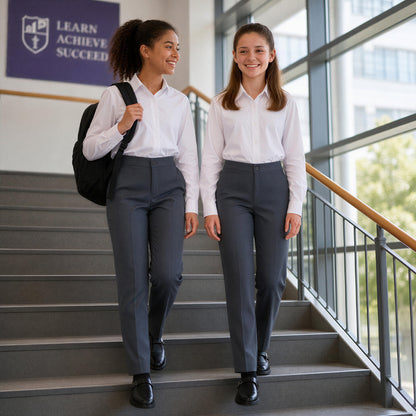 Pack of 2 Grey School Uniform Trousers – Adjustable Waist, Regular Fit