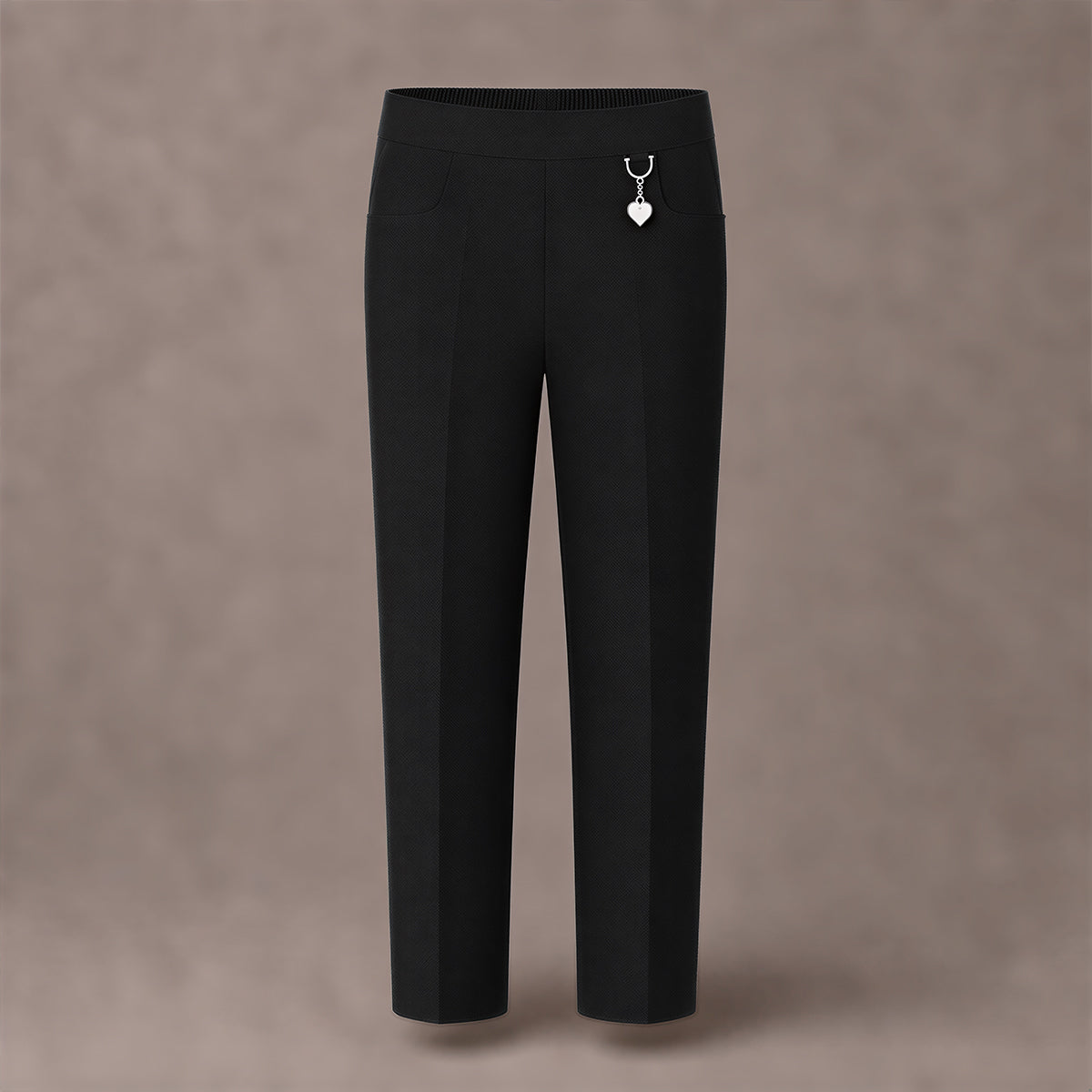 Black Pull-On School Trousers – Half Elasticated Waist with Heart Pendant