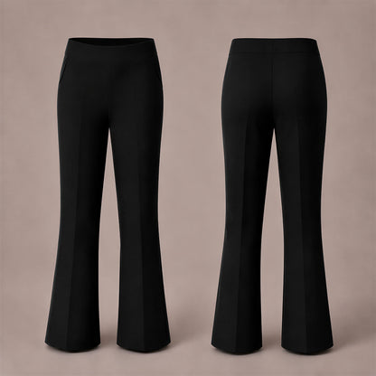Pack of 2 Black Bootleg Pull-On School Trousers – Stretch Ribbed Fabric, Elasticated Waist
