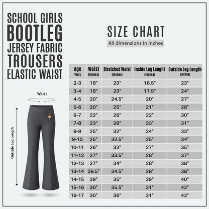 Grey Pull-On Jersey Bootleg School Trouser – Flared Leg with Heart Pendant