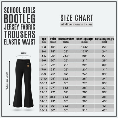 Black Pull-On Jersey Bootleg School Trouser – Flared Leg with Heart Pendant