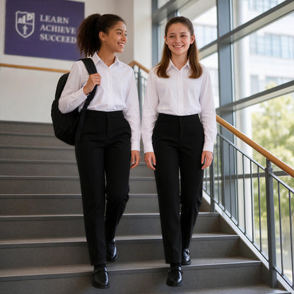 Pack of 2 Black School Uniform Trousers – Adjustable Waist, Regular Fit