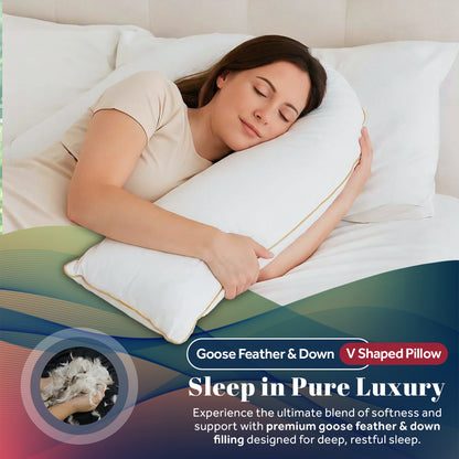 Goose Feather V Shaped Pillow | 75CM x 40CM x 36CM