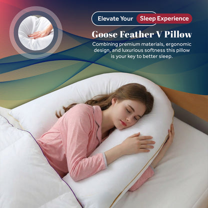 Goose Feather V Shaped Pillow | 75CM x 40CM x 36CM
