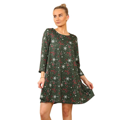 Green XMAS Casual Loose Swing Summer Dress