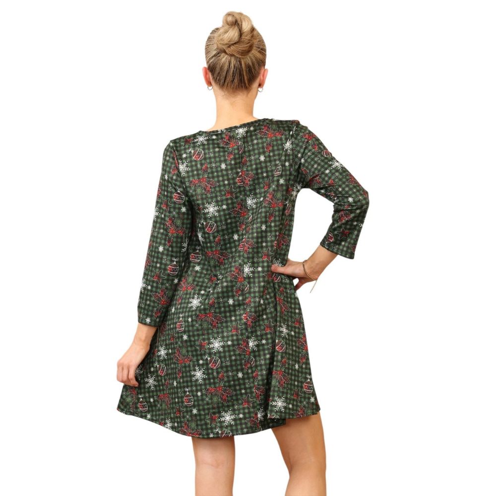 Green XMAS Casual Loose Swing Summer Dress