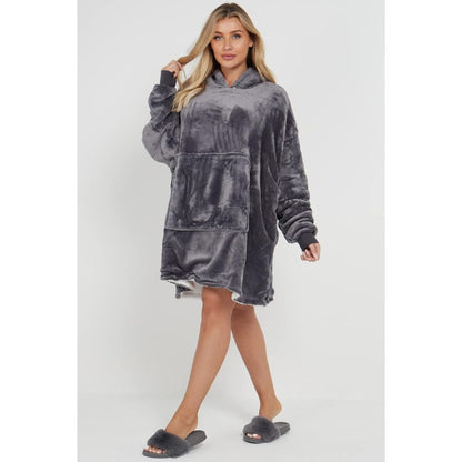 Grey Sherpa Fleece Oversized Blanket Hoodie