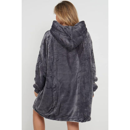 Grey Sherpa Fleece Oversized Blanket Hoodie