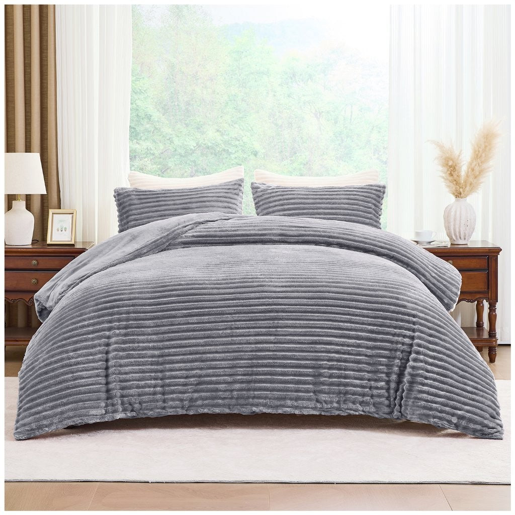 Osum Ribbed Teddy Duvet Cover Set | 10 Colours