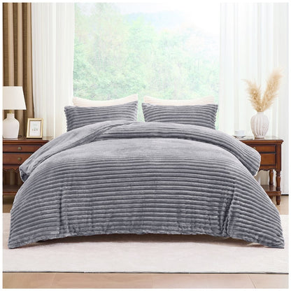 Osum Ribbed Teddy Duvet Cover Set | 10 Colours