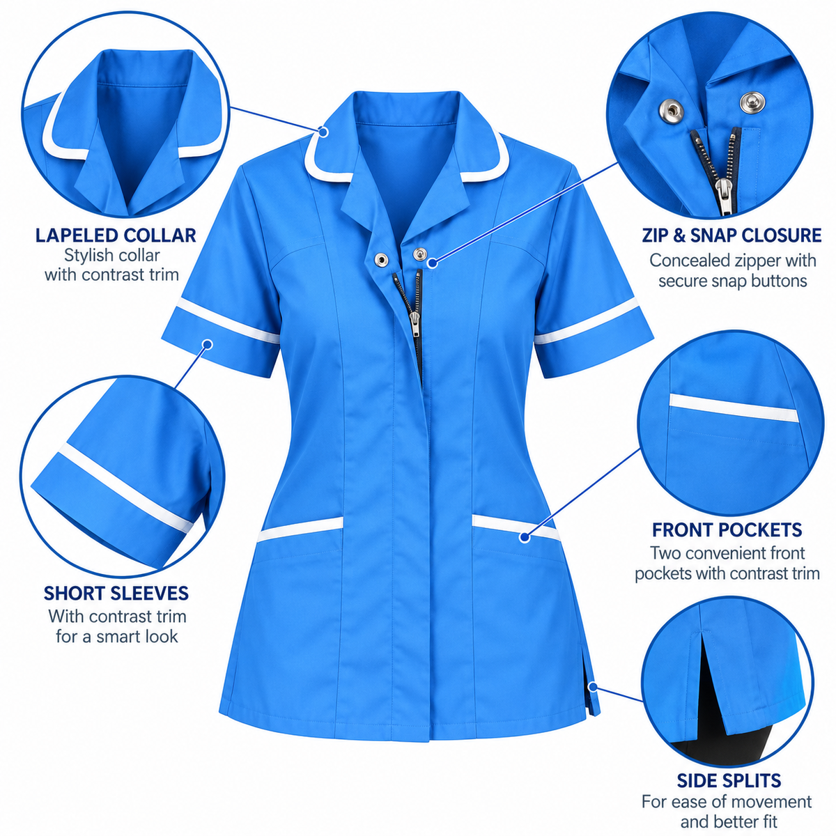 Hospital Blue women’s nurse tunic view 4