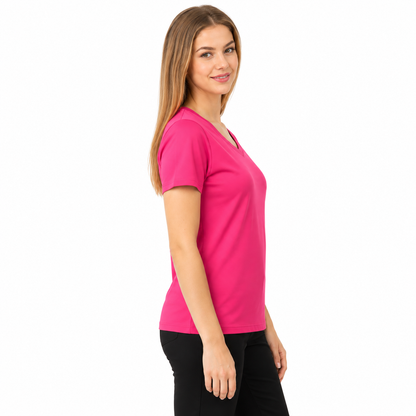 Hot Pink V-Neck T-Shirt view 2