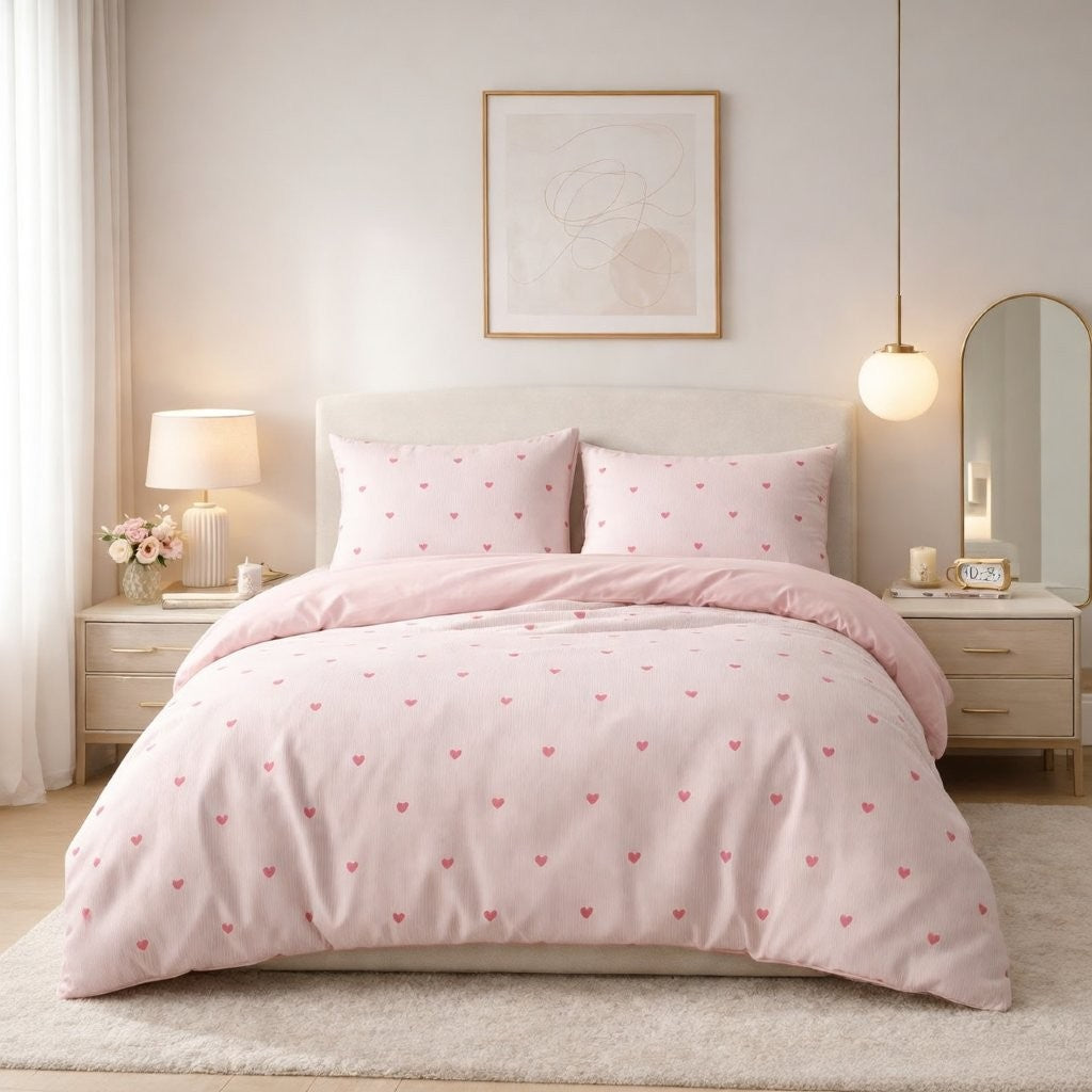 Hearts Printed Duvet Cover Set