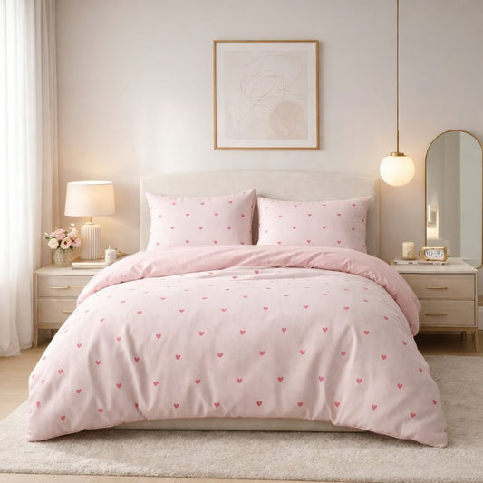 Hearts Printed Duvet Cover Set