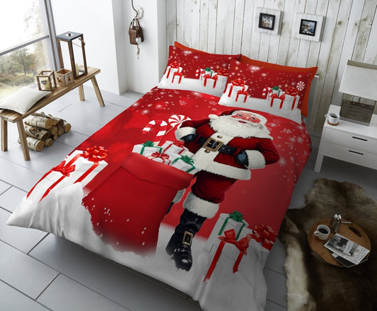 Jolly Santa Printed Duvet Cover Set