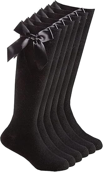 Girls Knee High Socks with Satin Bow | 4 Colours