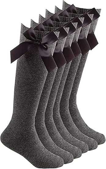 Girls Knee High Socks with Satin Bow | 4 Colours