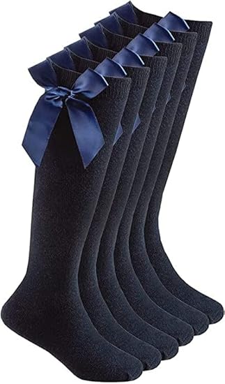 Girls Knee High Socks with Satin Bow | 4 Colours
